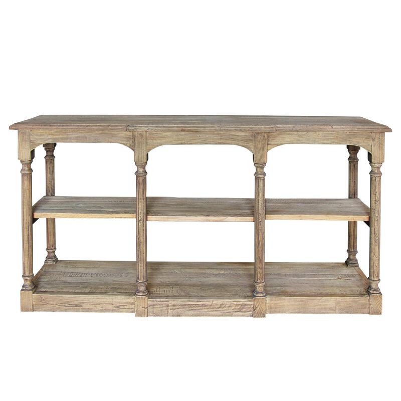 French Country Breakfront Hall Table Reclaimed Oak image number 3