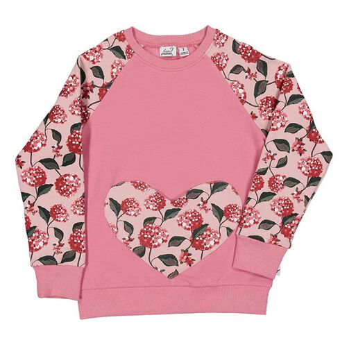 Kissed By Radicool Floral Heart Pocket Raglan Crew