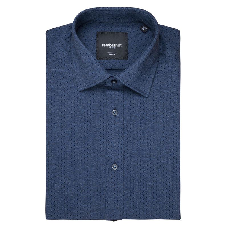 Rembrandt London Navy Dot Knitted Shirt image number 0
