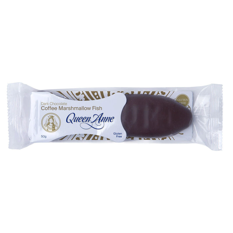 Queen Anne Dark Chocolate Marshmallow Fish Coffee 50g image number 0