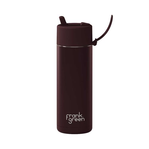 frank green 20oz Reusable Bottle Chrome w Flip Straw Chocolate