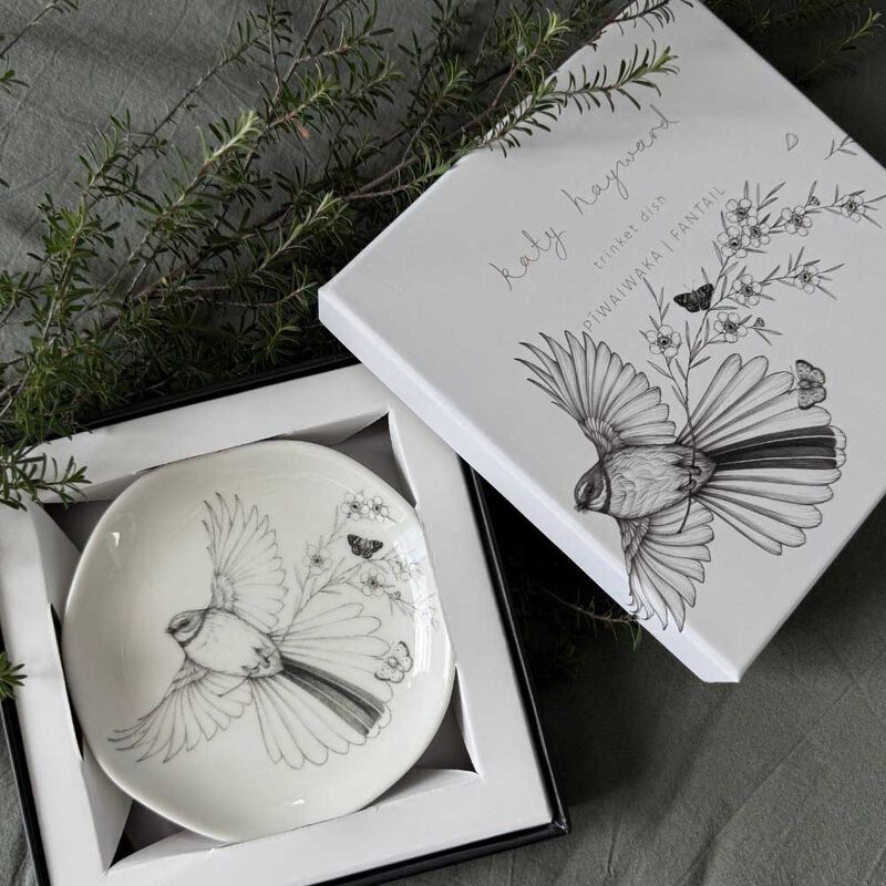 Katy Hayward Trinket Dish - Come Fly With Me - Piwaiwaka/Fantail image number 1