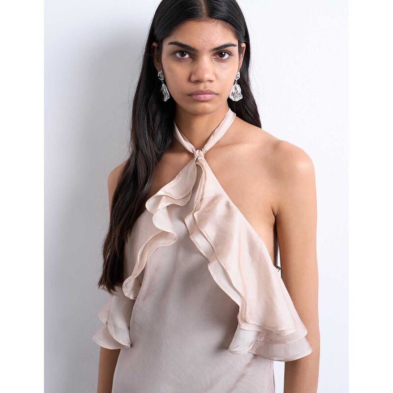 TOPSHOP Liva Sleeveless Halterneck Maxi Dress image number 2