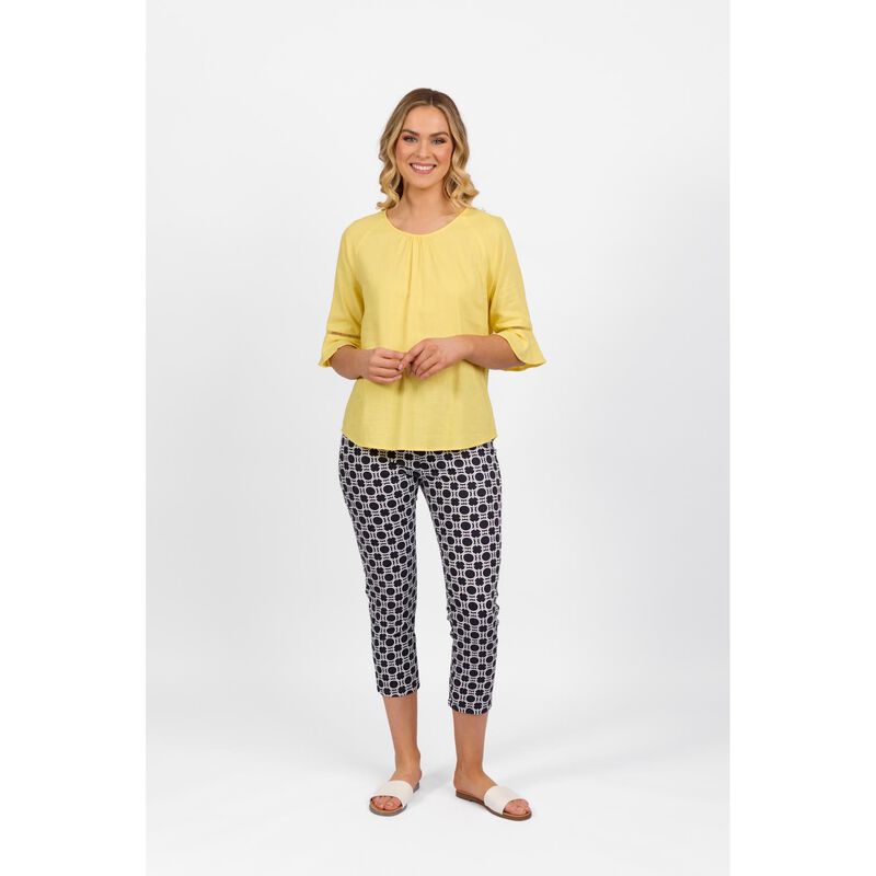 Vassalli Round Neck Top With Elbow Length Frill Sleeve image number 3