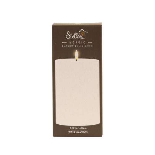 Stellar Haus White Pillar Indoor LED Candle With Timer  15x10cm
