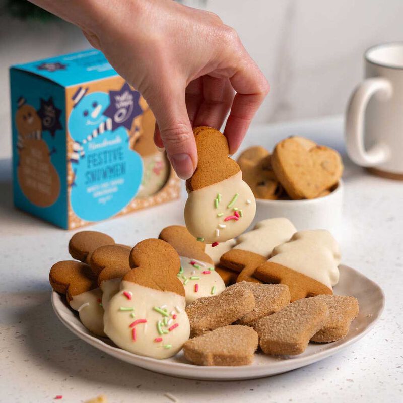 Molly Woppy Festive Snowmen White Choc Dipped Cookies 165g image number 1