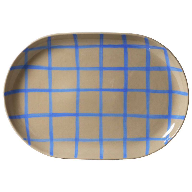 Robert Gordon Oval Tray 38x26.5cm Coast Junction Stone With Blue Handbrush image number 0