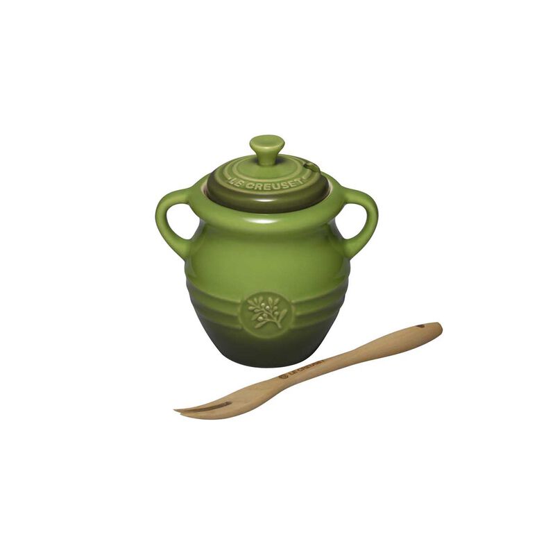 Le Creuset Olive Jar With Fork Spinach image number 0