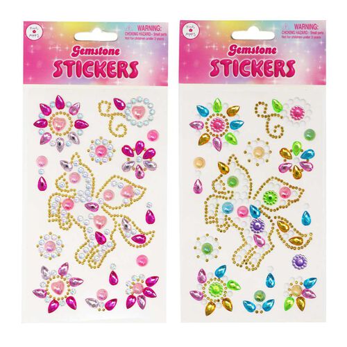 Pink Poppy Gemstone Unicorn Stickers