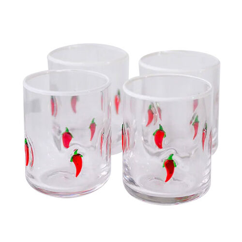 Home Lab Chili Icon Glass Set Of 4