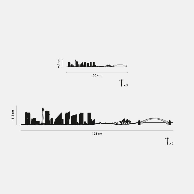 The Line Skyline of Sydney Black Steel Silhouette 50cm image number 2