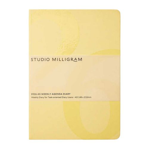 Studio Milligram A5 Butter Weekly Agenda Hard Cover Diary 2026