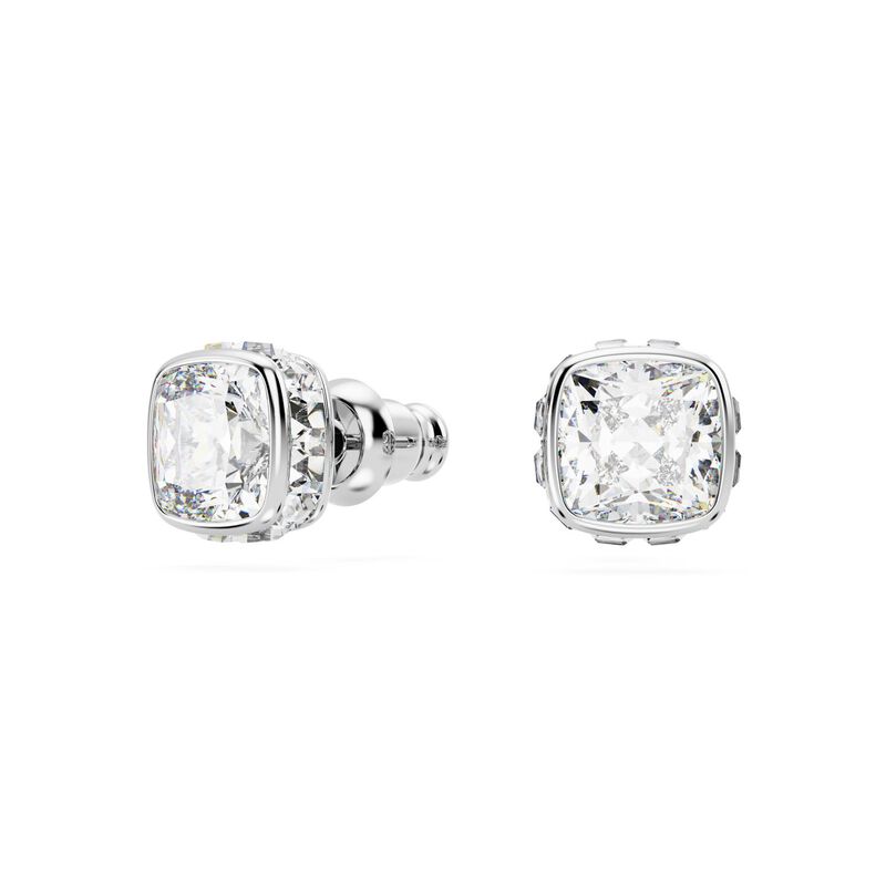 Swarovski Birthstone Square Cut Stud Earrings - April White image number 1