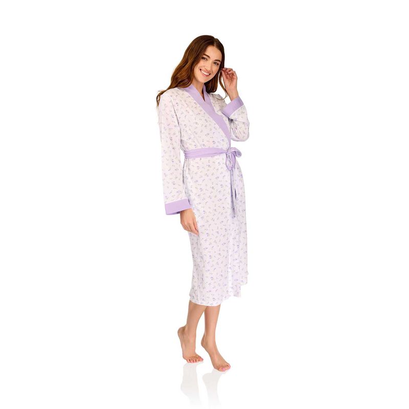 La Marquise Vintage Blossoms Cotton-Rich Jersey Long Sleeve Wrap Robe image number 5