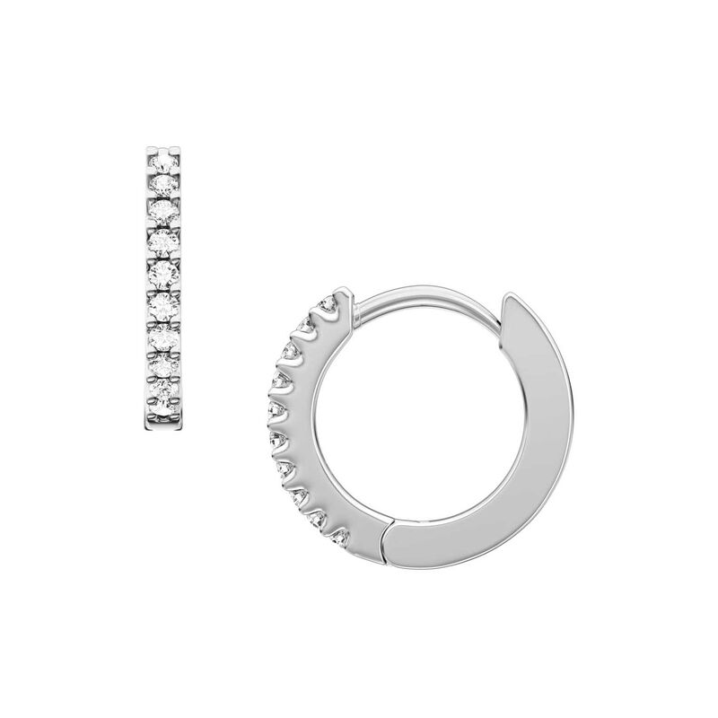 Fossil Ellis Pav&eacute; Glitz Silver-Tone Brass Hoop Earrings image number 0