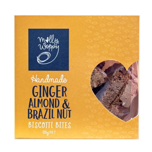Molly Woppy Ginger Almond & Brazil Nut Biscotti Bites 125g