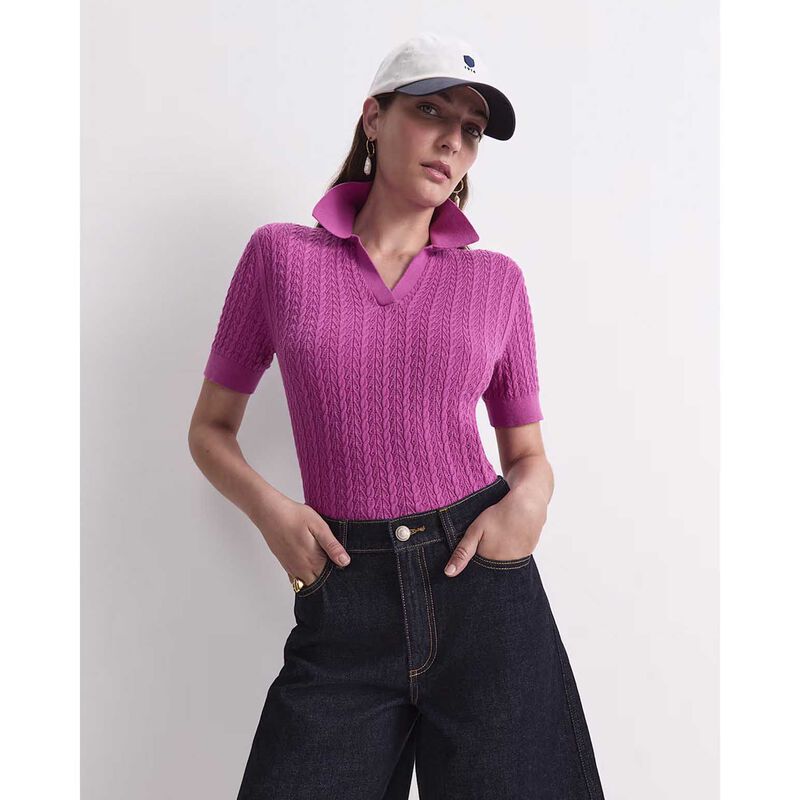 Sportscraft Elka Pointelle Polo Knit image number 2