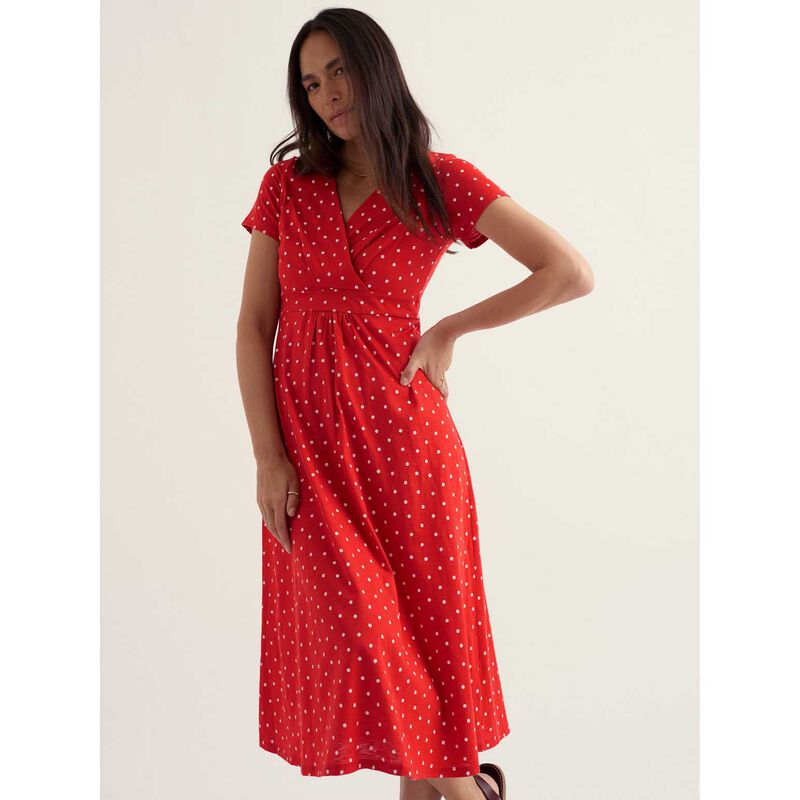 Seasalt Cornwall Chapelle Dress Little Sponge Spot Tomato image number 2
