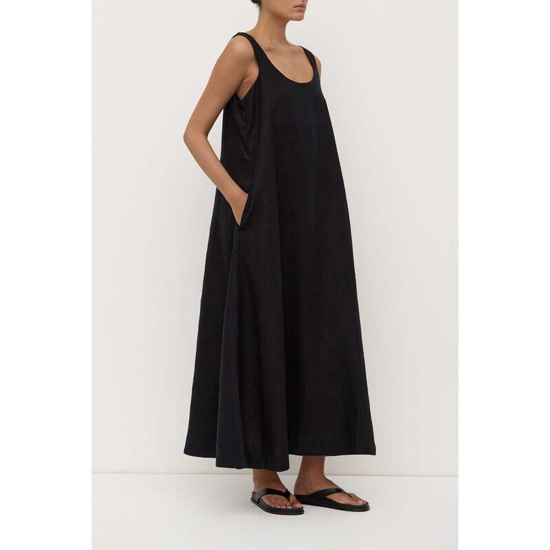 Assembly Label Maree Linen Midi Dress Black image number 3
