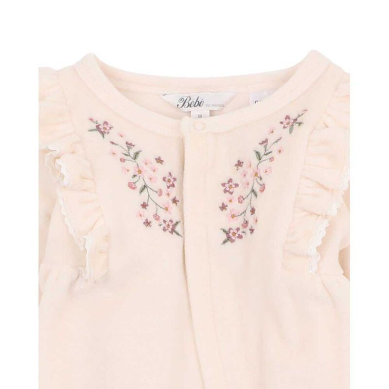Bébé Flossy Embroidered Velour Ls Romper image number 2
