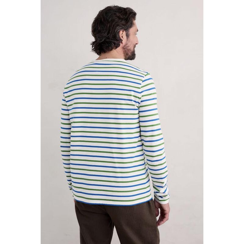 Seasalt Cornwall Men's Sailor Shirt Duet Breton Chalk Waterside image number 1