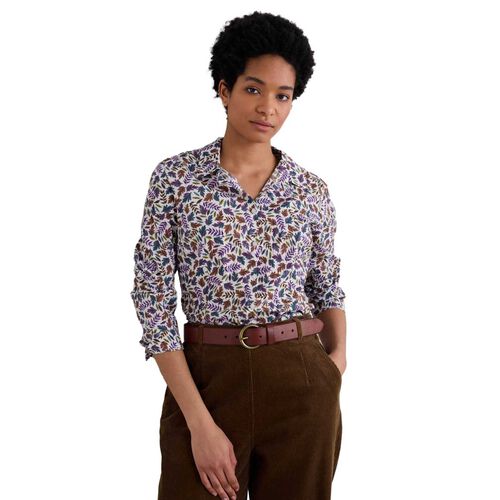 Seasalt Cornwall Larissa Shirt Sunlit Leaves Chalk