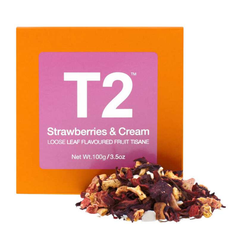 T2 Strawberries & Cream Loose Leaf Cube 100g image number 0