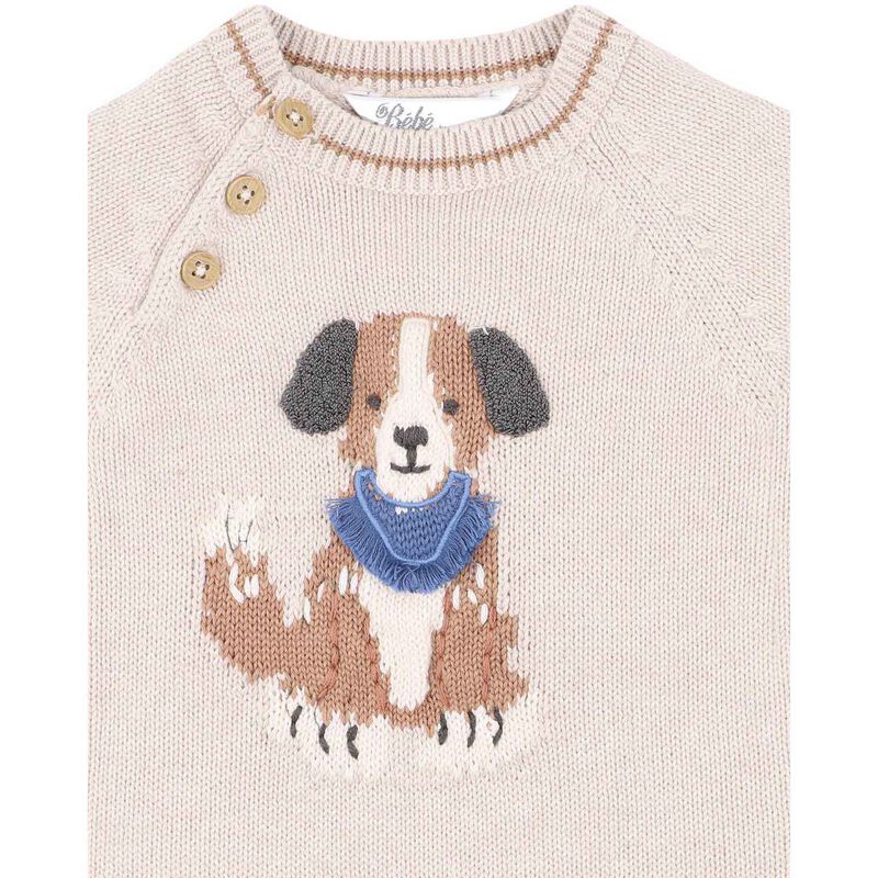 B&eacute;b&eacute; Otto Organic Knitted Dog Romper image number 3