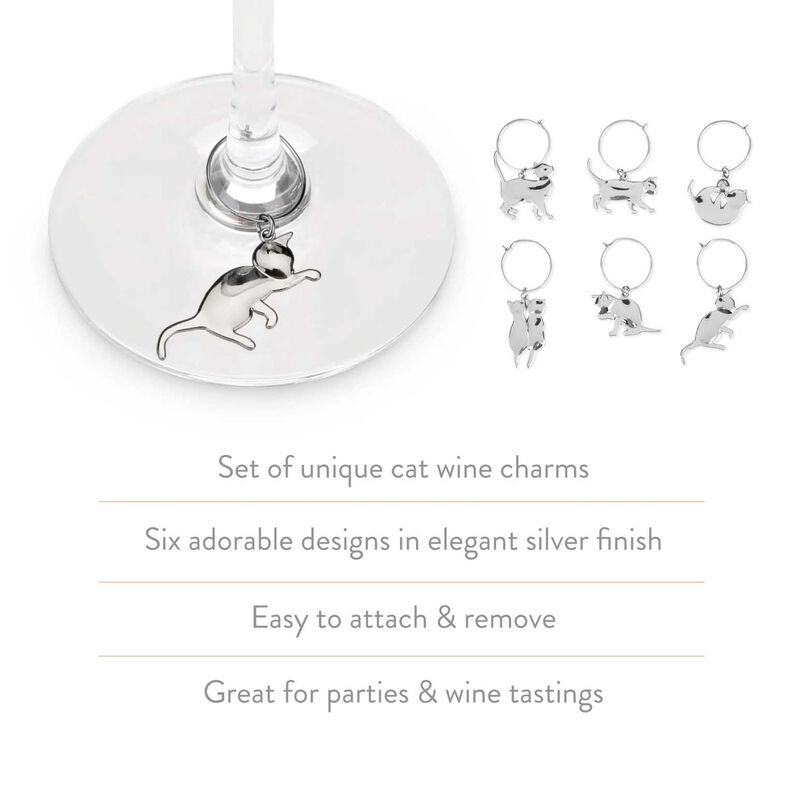 Gold Cat Wine Charms By Twine® image number 2