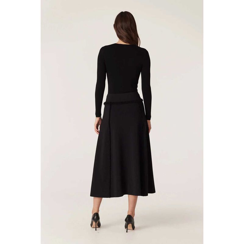 Cable Crepe Fringe Skirt image number 1