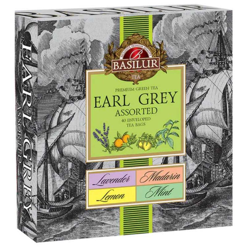 Basilur Packet 40 Enveloped Teabags - Earl Grey Green Tea image number 0