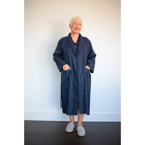 MM Linen Navy Linen Robe