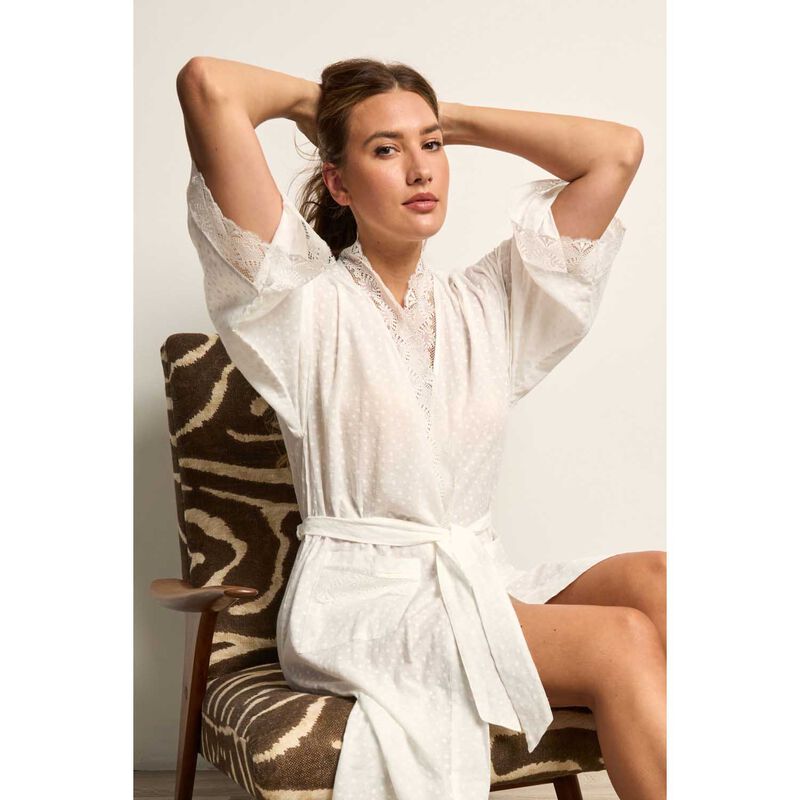 Cottonreal Honeycomb Jaquard Embossed Daisy Kimono Wrapover image number 1