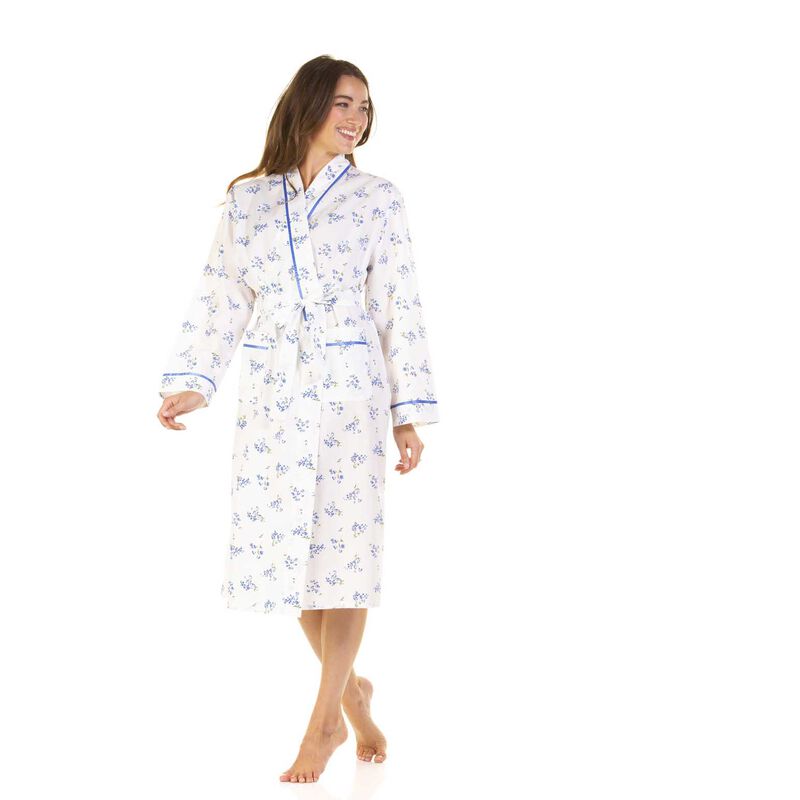 La Marquise Meadow Woven Polycotton Robe With Satin Trim & Pockets image number 2
