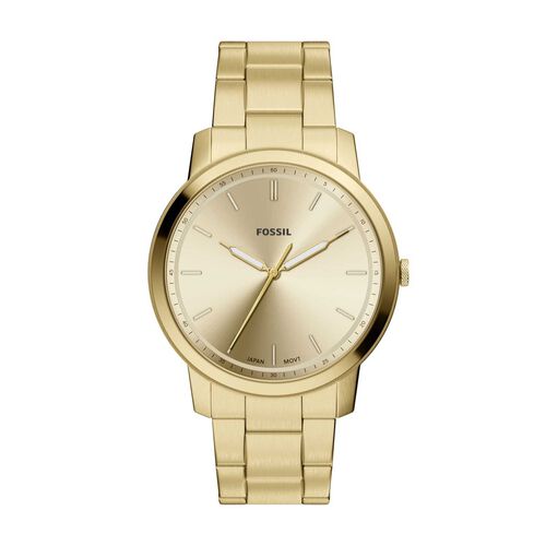 Fossil Minimalist 44mm Three-Hand Gold-Tone Stainless Steel Watch