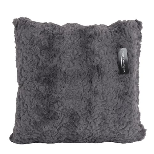 Top Drawer Faux Rabbit Fur Textured Cushion 45x45cm With Inner Winter Wolf
