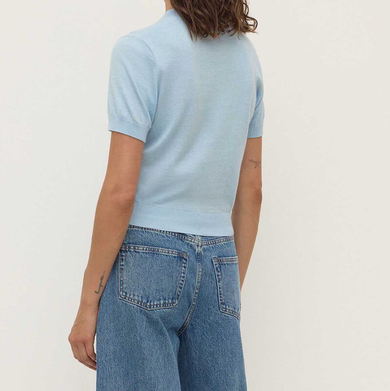 Assembly Label Semra Cotton Cashmere Short Sleeve Cardigan Salt image number 1