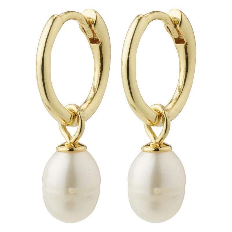 Pilgrim Berthe Recycled Pearl Hoop Earrings - Gold Plated image number 0