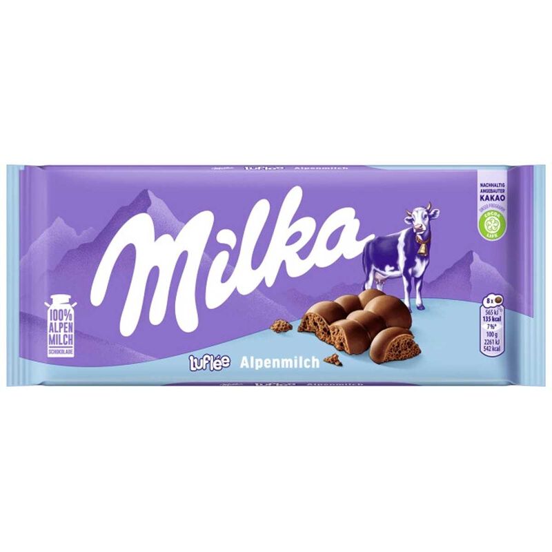 Milka Luflee Aerated Chocolate Bar 90g image number 0