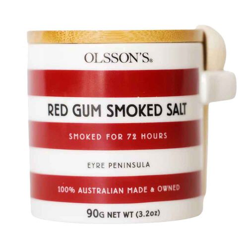 Olsson’s Red Gum Smoked Salt - Stoneware Stripe Jar Red 90g