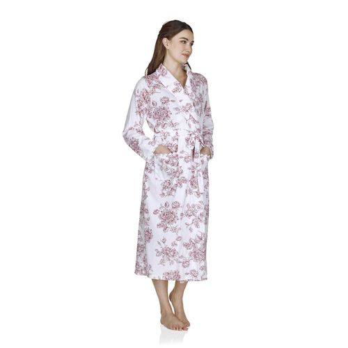La Marquise Vintage Bouquet Wrap Over Shawl Collar Robe