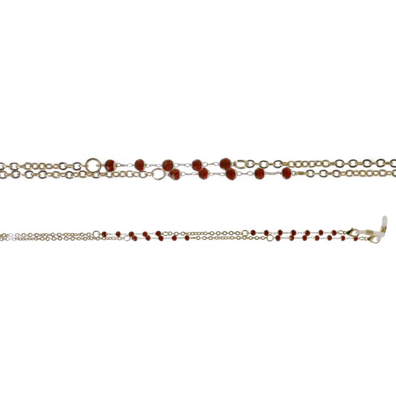 On The Nose Shiny Gold Chain with Small Red Beads image number 0