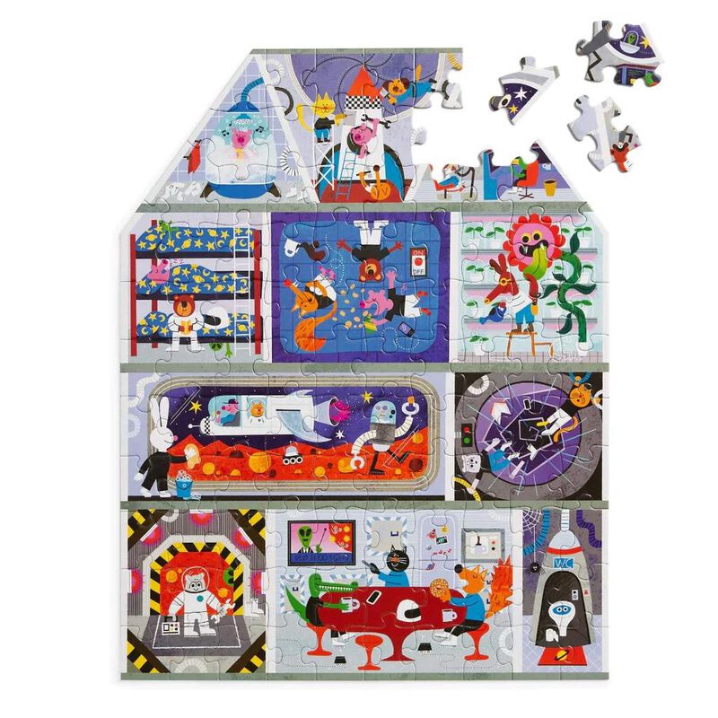 Mudpuppy House On Mars 100 Piece House-Shaped Puzzle image number 1