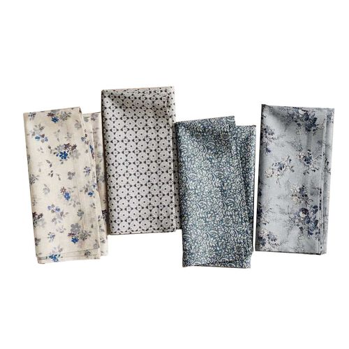 Pottery Barn Timeless Florals Mixed Napkin 50cm Set Of 4
