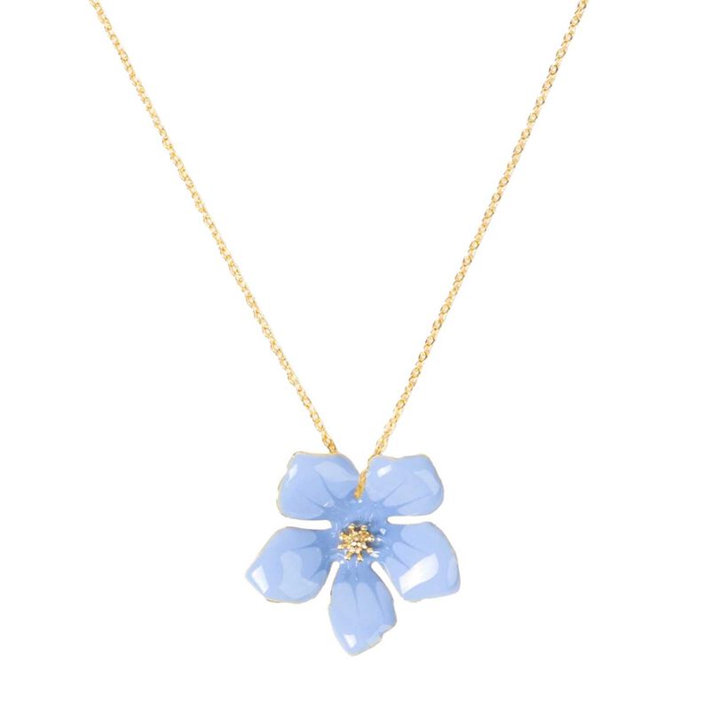 Stella + Gemma Necklace Mini Flower Milk Blue with Gold Ball Centre image number 0