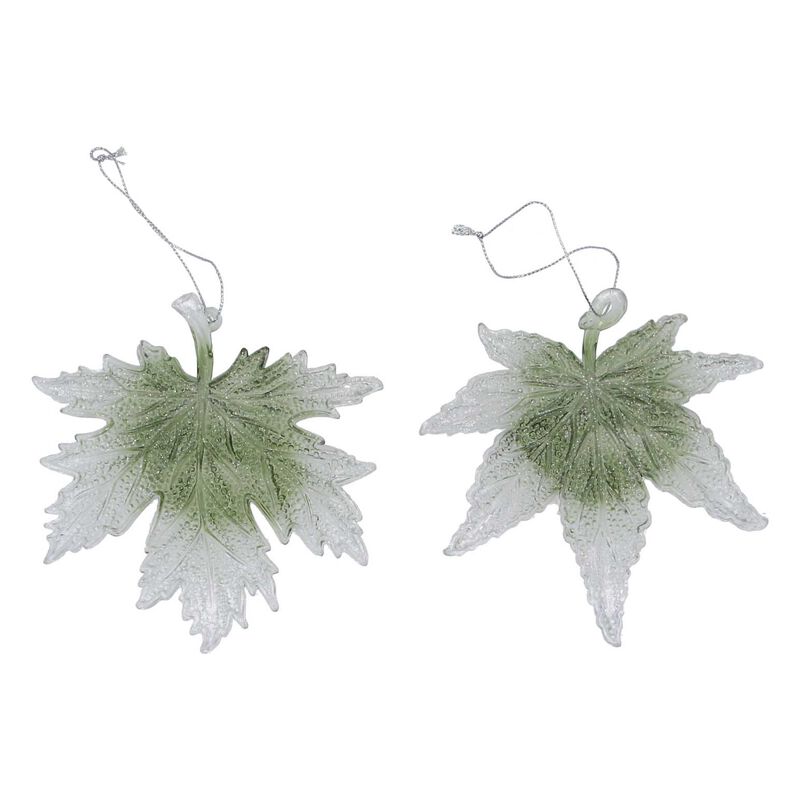 Gisela Graham Clear/Green Leaf Decoration Assorted image number 0