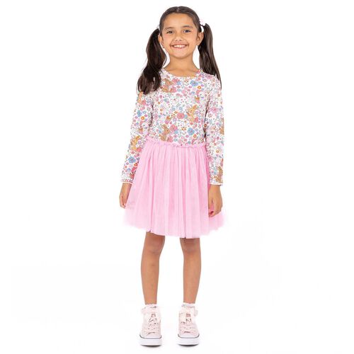 Rock Your Baby Ditsy Bunny Long Sleeve Circus Dress