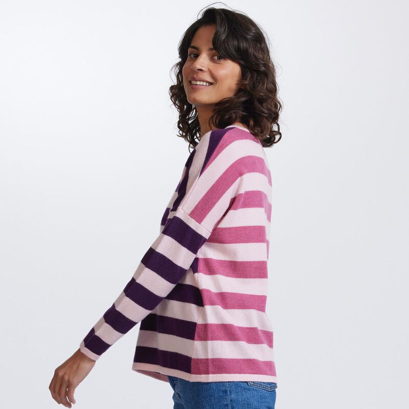 Royal Merino Striped Drop Shoulder Jumper image number 1