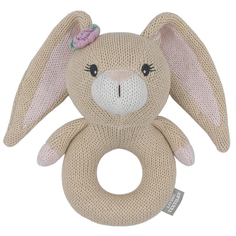 Living Textiles Whimsical Knit Rattle - Amelia the Bunny image number 0