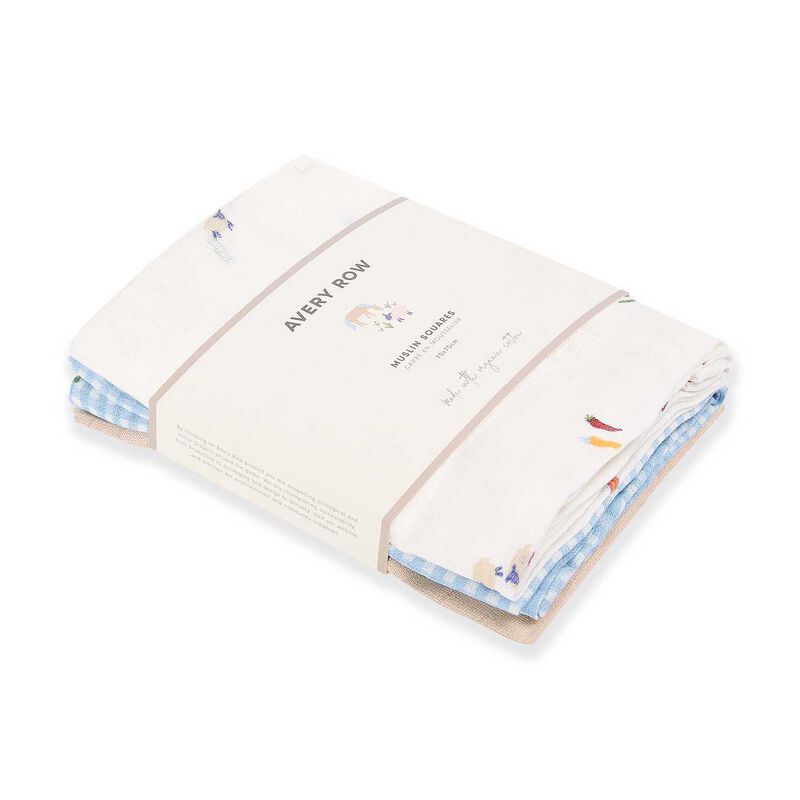 Avery Row Muslin Squares Set of 3 - Little Farm image number 0